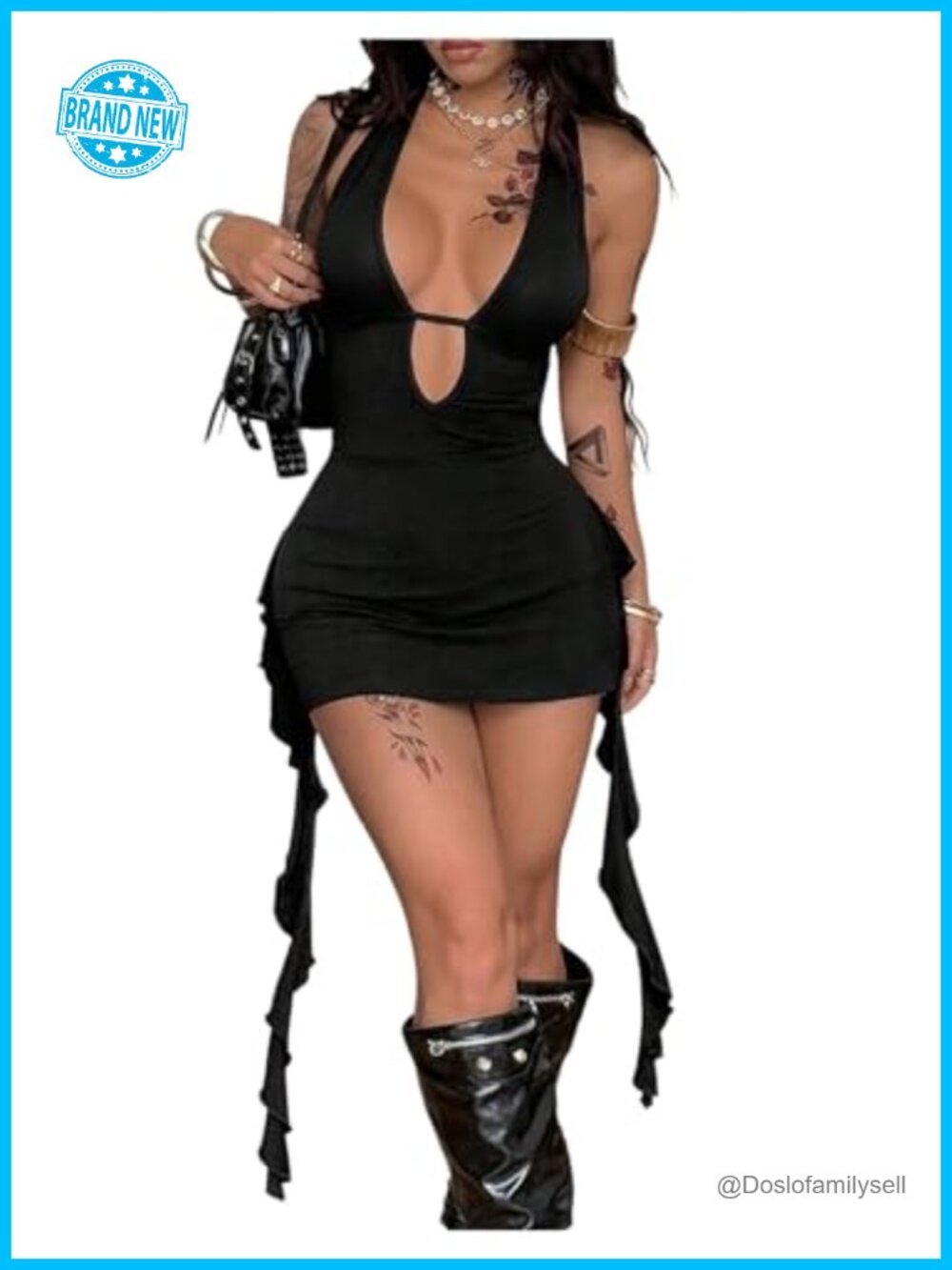 Y2K Halter Mini Dress Cut Out Backless Club Night Out Bodycon
